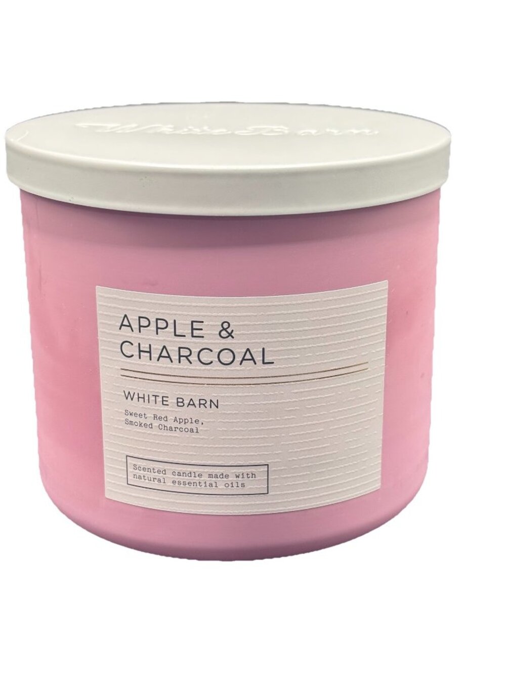 Bath & Body Works Apple Charcoal 3 Wick Candle 14.5 oz Fall White Barn Pink Jar